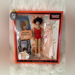 Mattel Barbie Brunette Bubble Cut Doll w/Red and Pink Outfit 2009 Reproduction